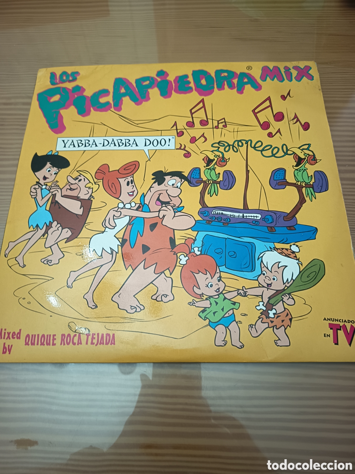 Discos de vinilo: Doble disco de vinilo de Los Picapiedra Mix ( Mixed By Quique Roca Tejada ) , con se&ntilde;ales de uso nor