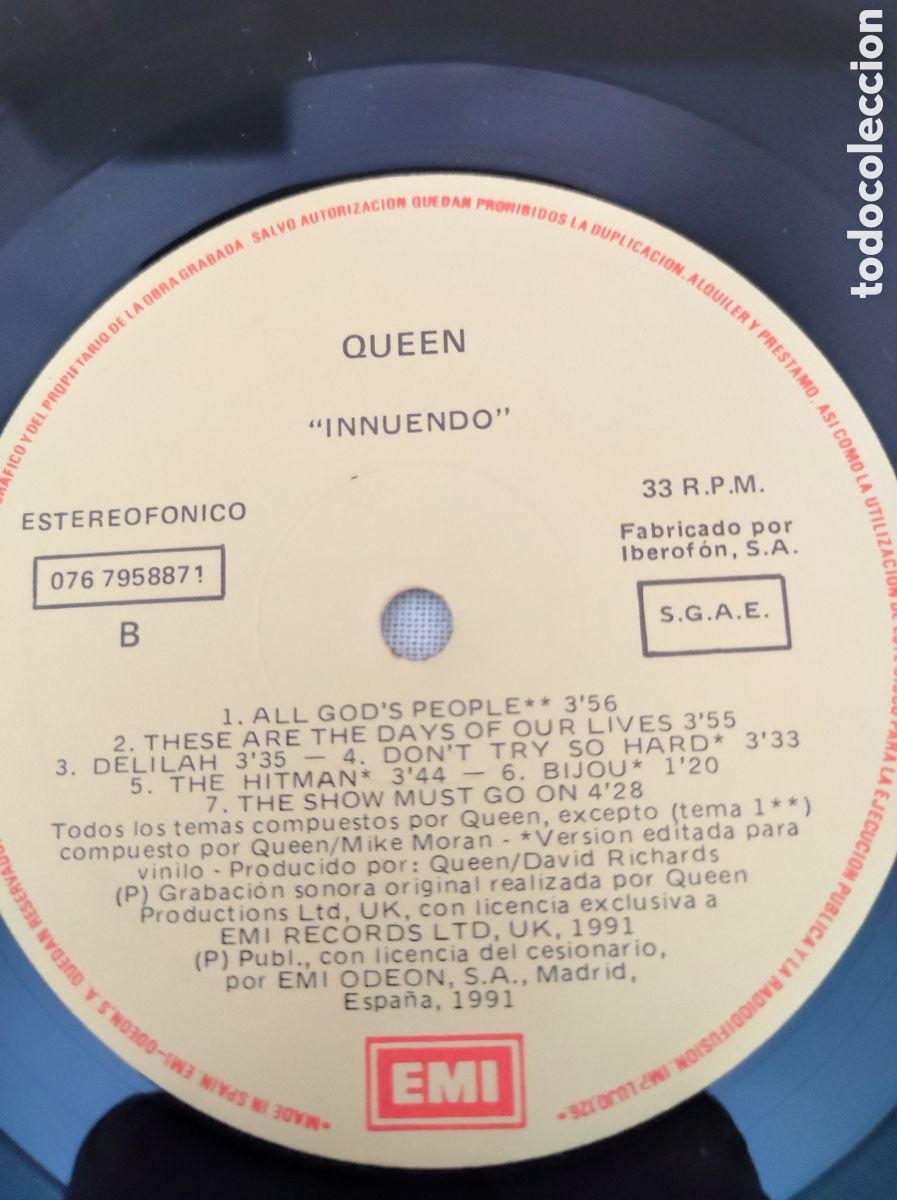 Discos de vinilo: QUEEN - INNUENDO (1991) - Foto 6