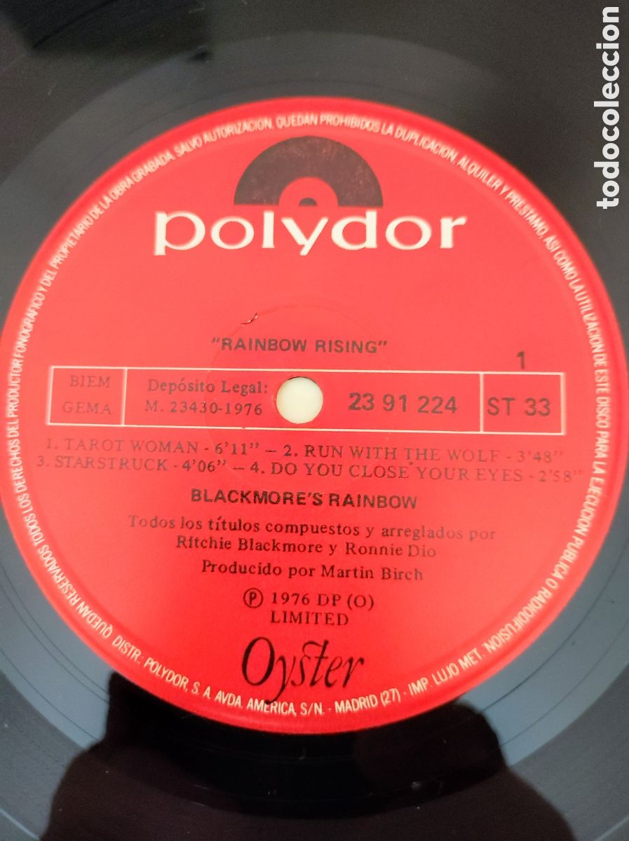 Discos de vinilo: RAINBOW - RISING (1976) - Foto 3