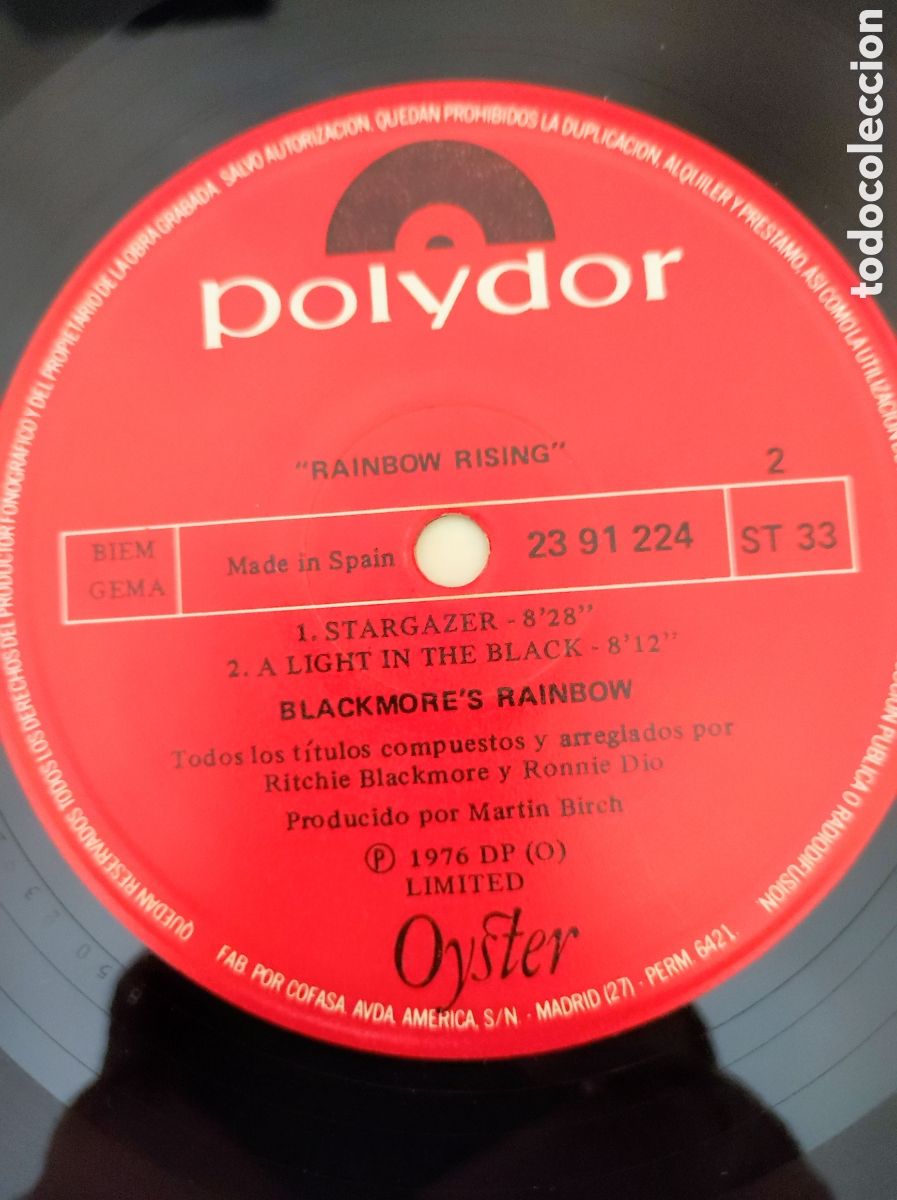 Discos de vinilo: RAINBOW - RISING (1976) - Foto 4