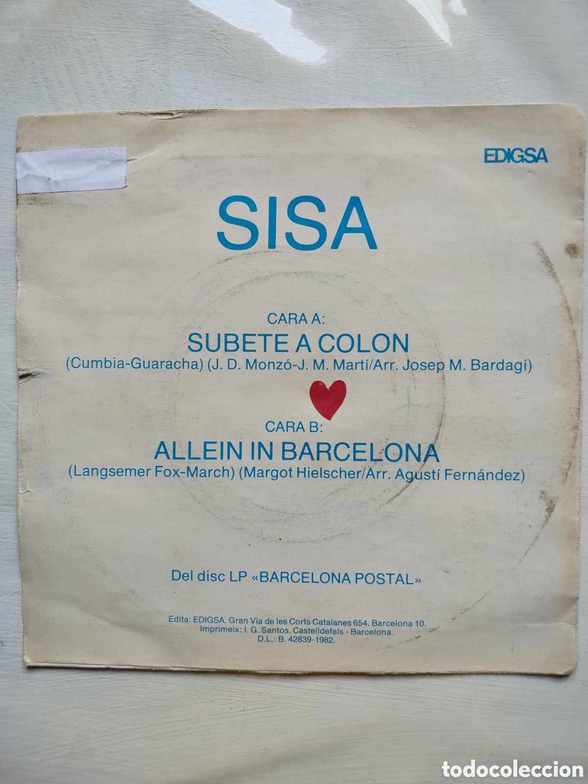 Discos de vinilo: Sisa Single Promo 1982 - Foto 2