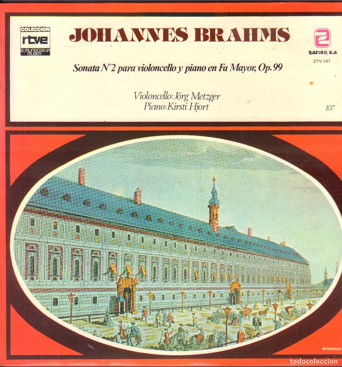 Discos de vinilo: JOHANNES BRAHMS - SONATA N&ordm; 2 PARA VIOLONCHELLO Y PIANO. OP. 99. / LP ZAFIRO 1979 RF-26551