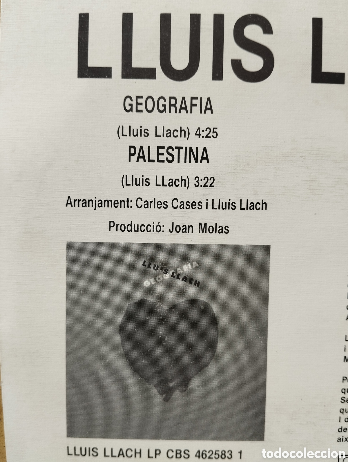 Discos de vinilo: Llu&iacute;s Llach - Geograf&iacute;a - single - Foto 3