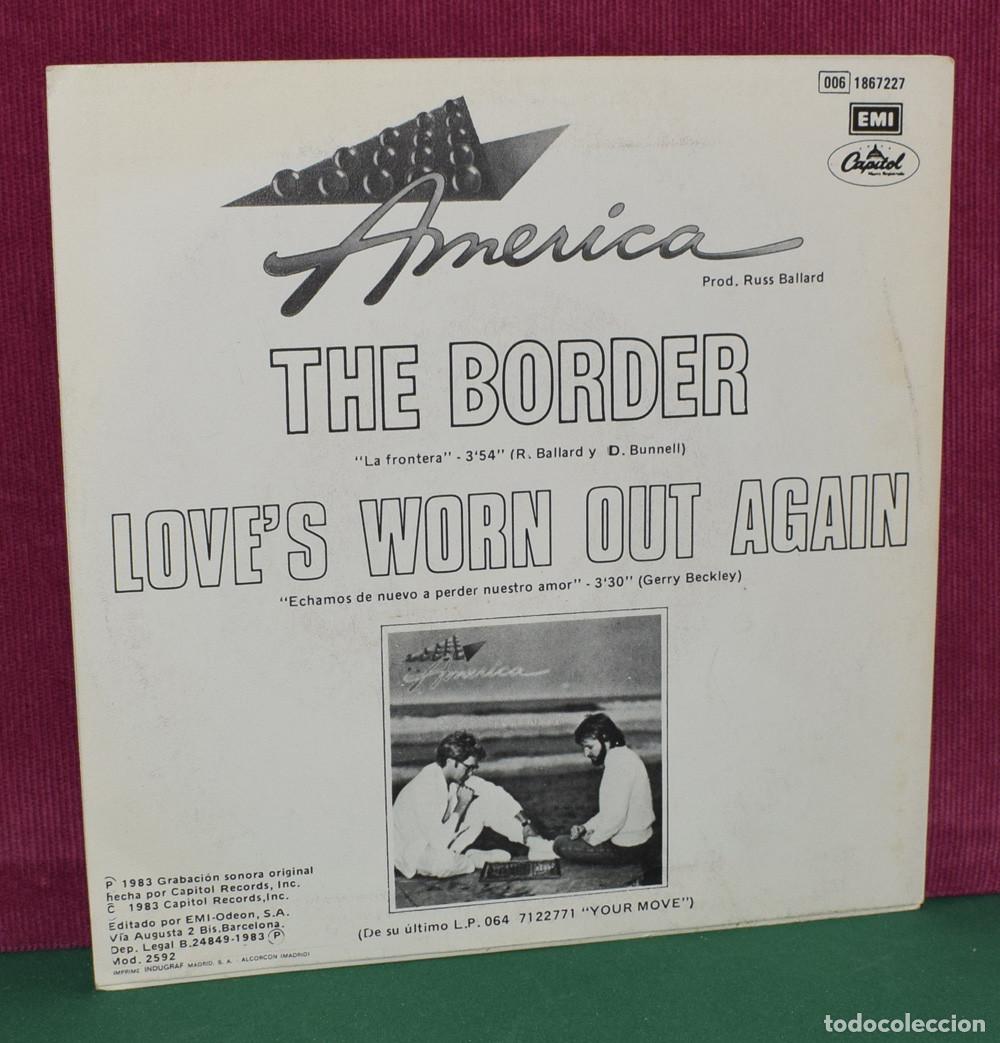 Discos de vinilo: AMERICA &ndash; The Border - SINGLE 1983 - Foto 2