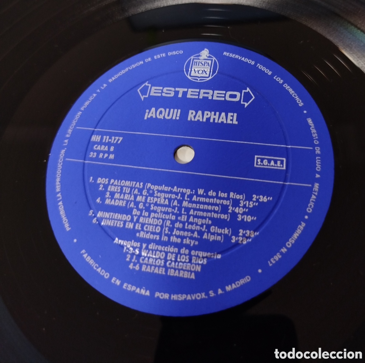 Discos de vinilo: Raphael - Aqu&iacute;!. HispaVox - Foto 3