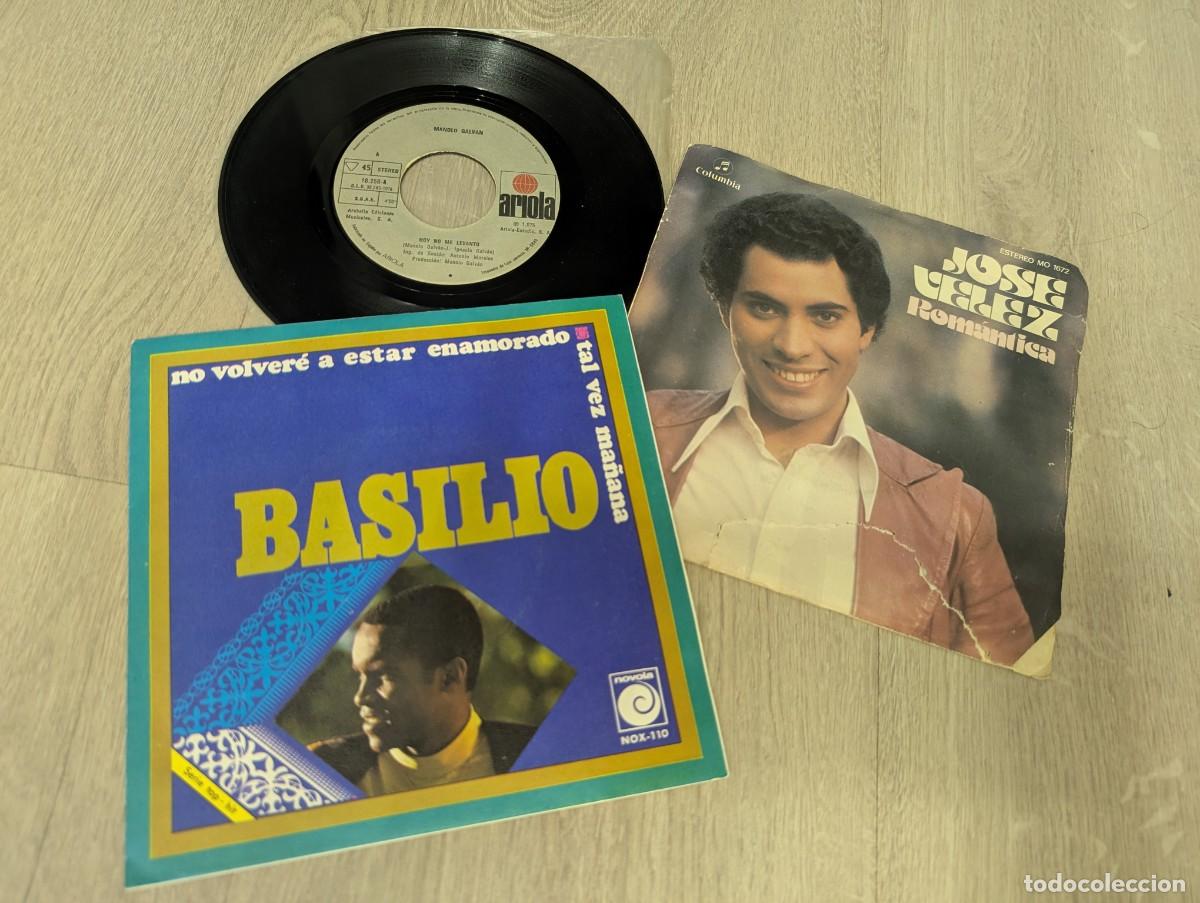 Discos de vinilo: LOTE DE 2 SINGLES - BASILIO - TAL VEZ MA&Ntilde;ANA DE 1970 + SINGLE DE JOSE VELEZ - ROMANTICA DE 1977