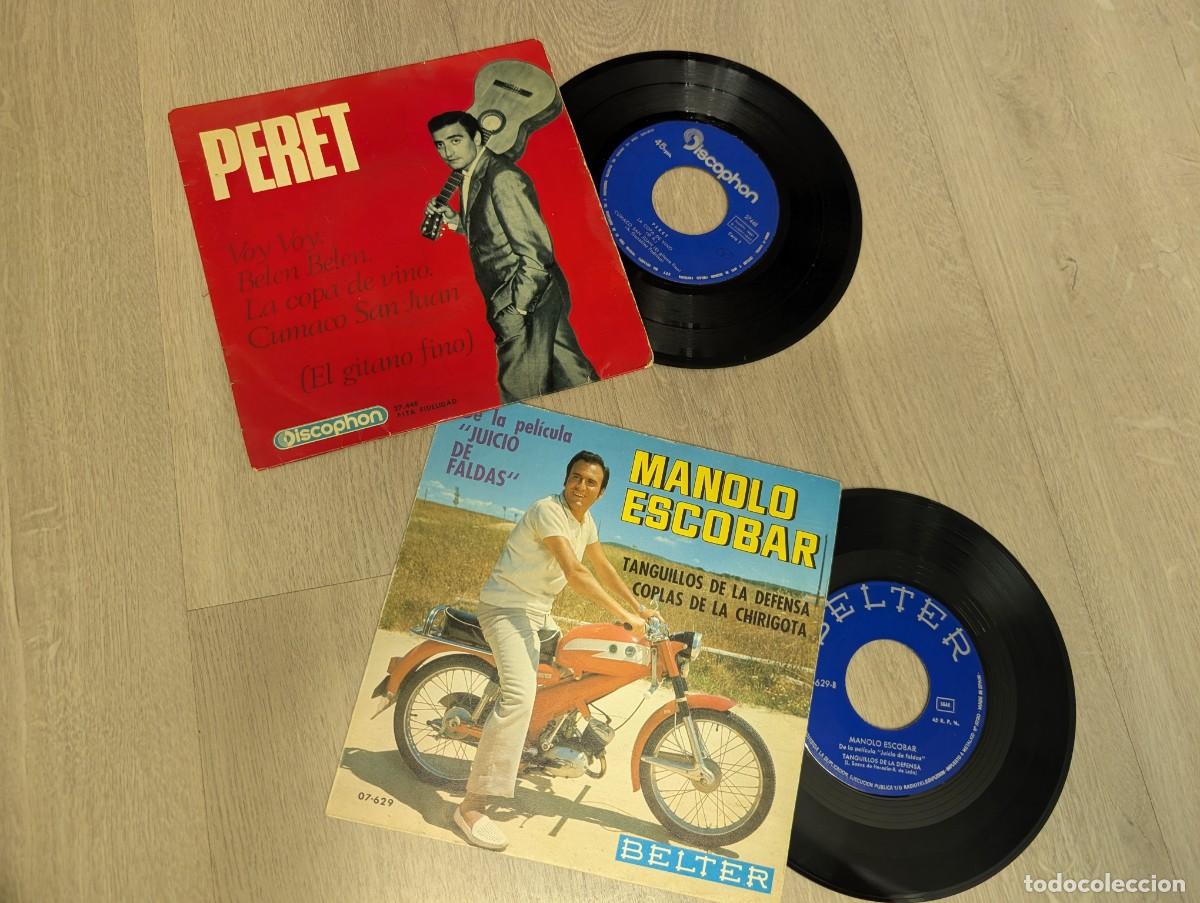 Discos de vinilo: LOTE DE 2 SINGLE + EP DE MANOLO ESCOBAR -TANGUILLOS DE LA DEFENSA + 1 Y PERET - VOY ,VOY +3 ..EP