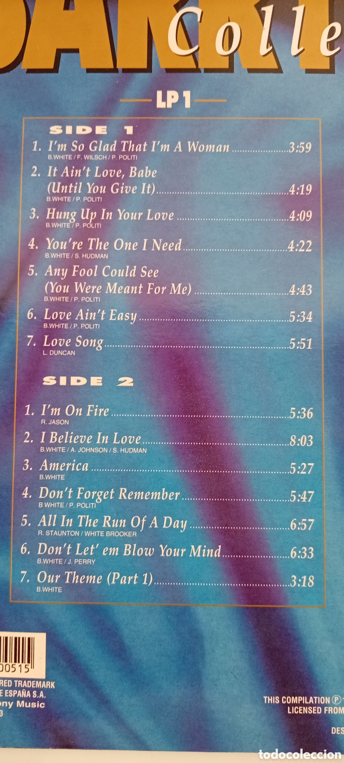Discos de vinilo: .BARRY WHITE COLECTION DOBLE LP SPAIN 1993 - Foto 2
