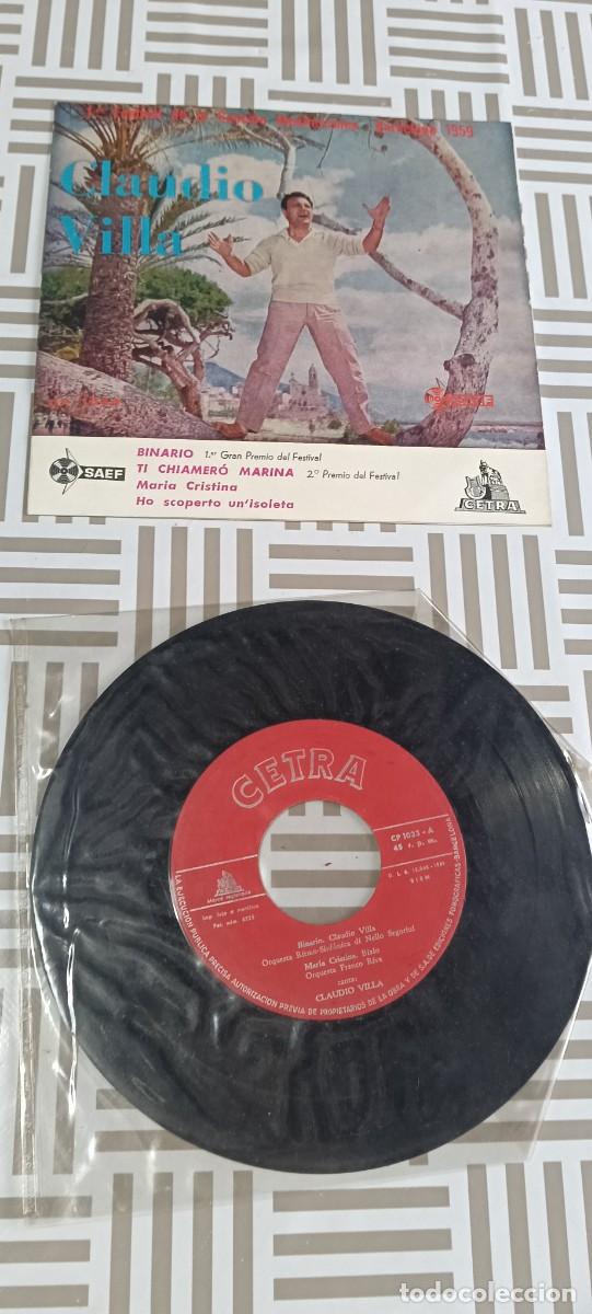 Discos de vinilo: Disco vinilo single 7'' EP Claudio Villa 1er Festival Cancion Mediterranea Cetra CP-1033