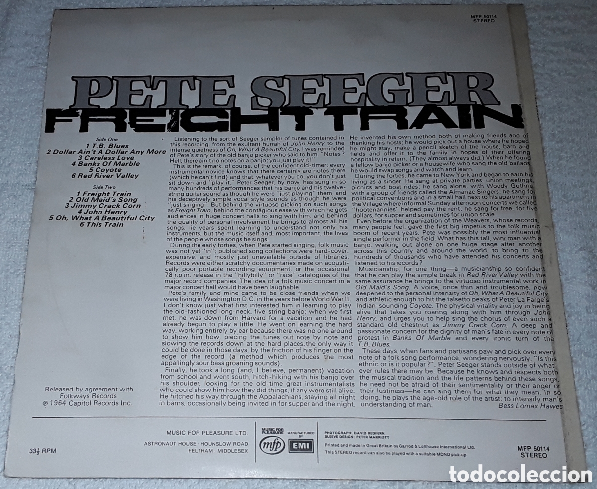 Discos de vinilo: LP - PETE SEEGER - FREICHT TRAIN - MADE IN UK - Foto 2