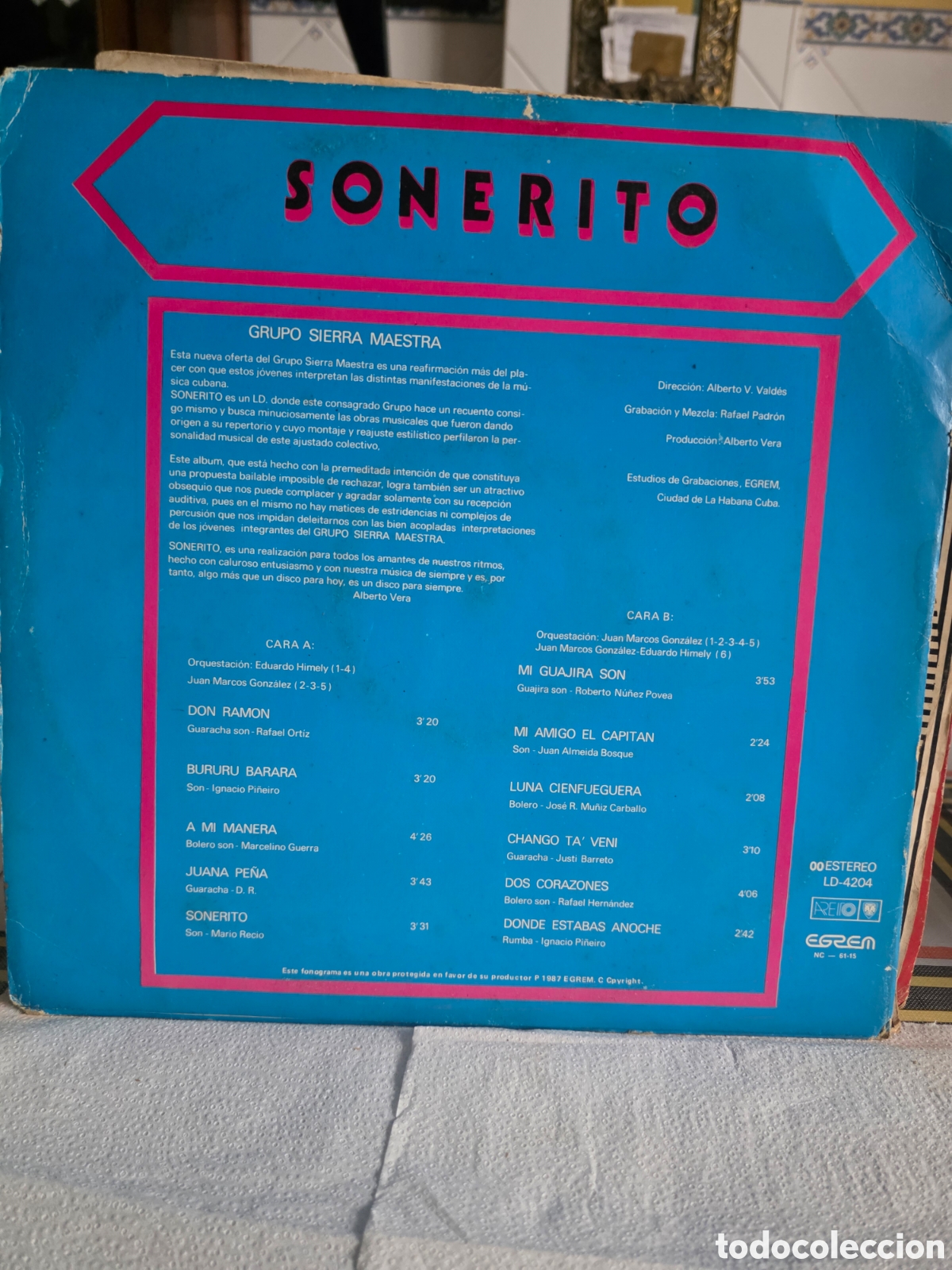 Discos de vinilo: SONERITO - ORIGINAL EGREM 1987 - Foto 2