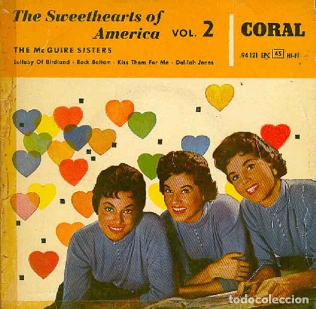 Discos de vinilo: The McGuire Sisters &ndash; Lullaby of Birland; Rock bottom: Delilah Jones + 1 &ndash; CORAL 94121 &ndash; 1957