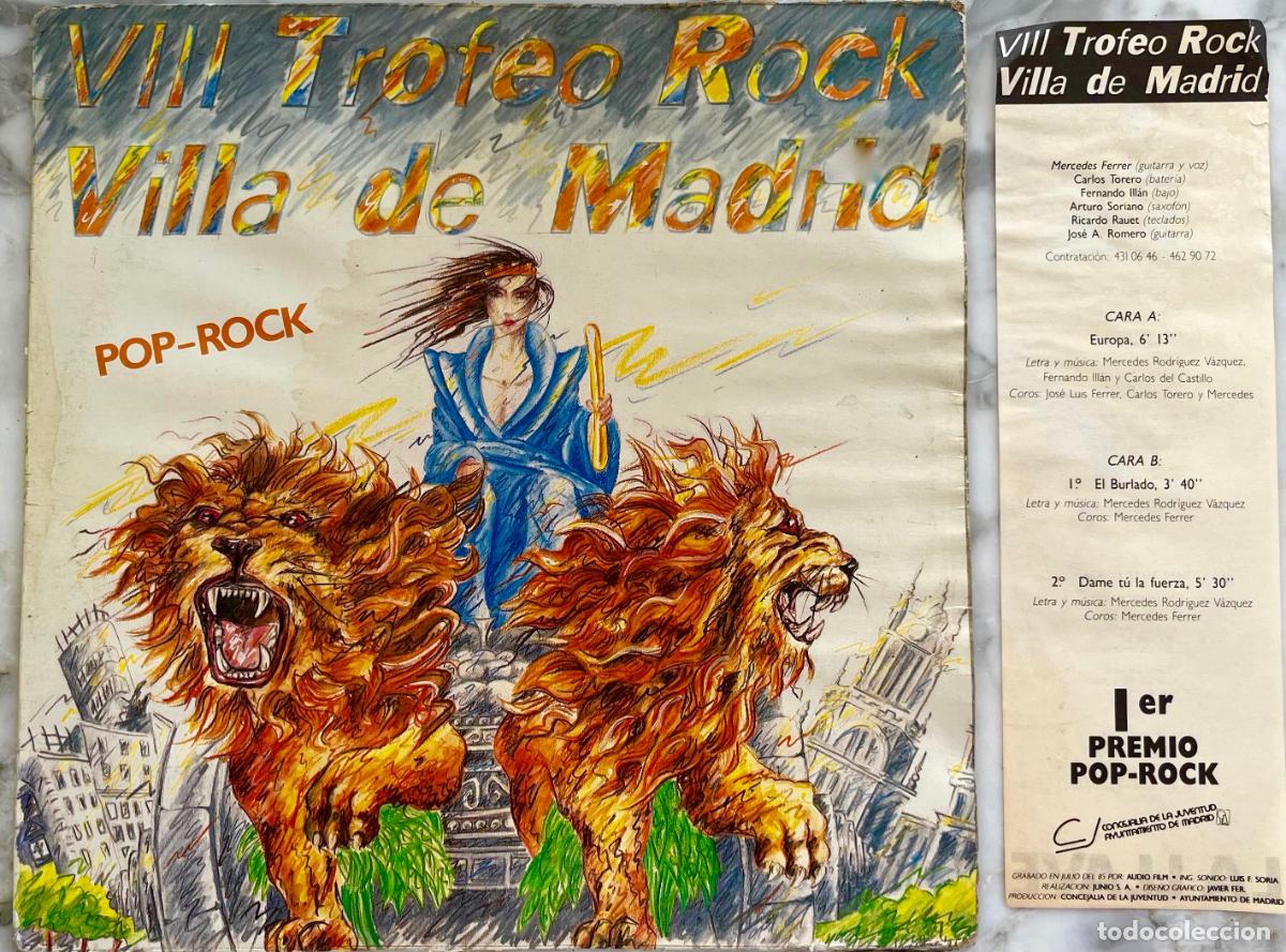 Discos de vinilo: 8&ordm; TROFEO ROCK VILLA DE MADRID. MERCEDES FERRER. CARLOS TORERO. MAXI SINGLE PROMOCIONAL 3 TEMAS 1985