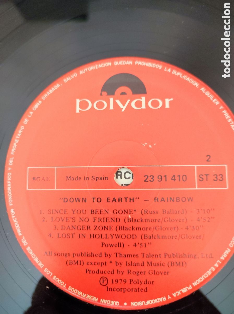 Discos de vinilo: RAINBOW - DOWN TO EARTH - Foto 4