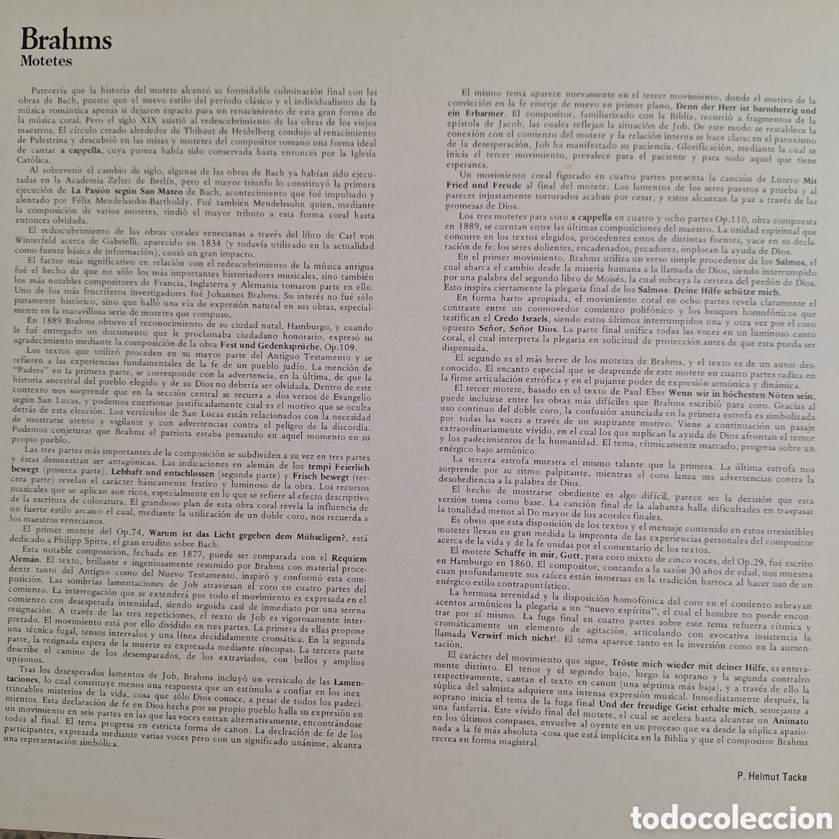 Discos de vinilo: Motetten. J. Brahms. - Foto 2