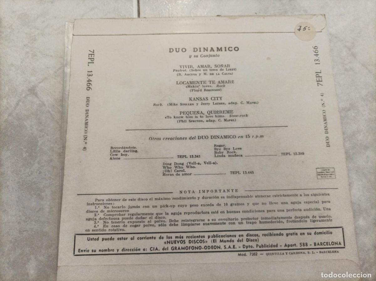 Discos de vinilo: Duo Dinamico ,ep locamente te amar&eacute; - Foto 2