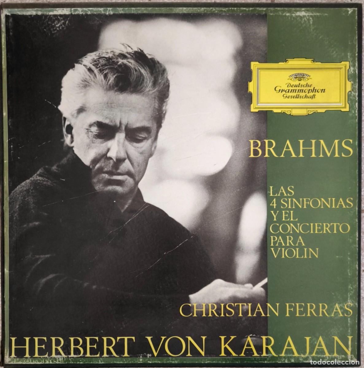 Discos de vinilo: Brahms: Las 4 Sinfon&iacute;as y el Concierto para Viol&iacute;n - Christian Ferras, Von Karajan (5xLP BOX)