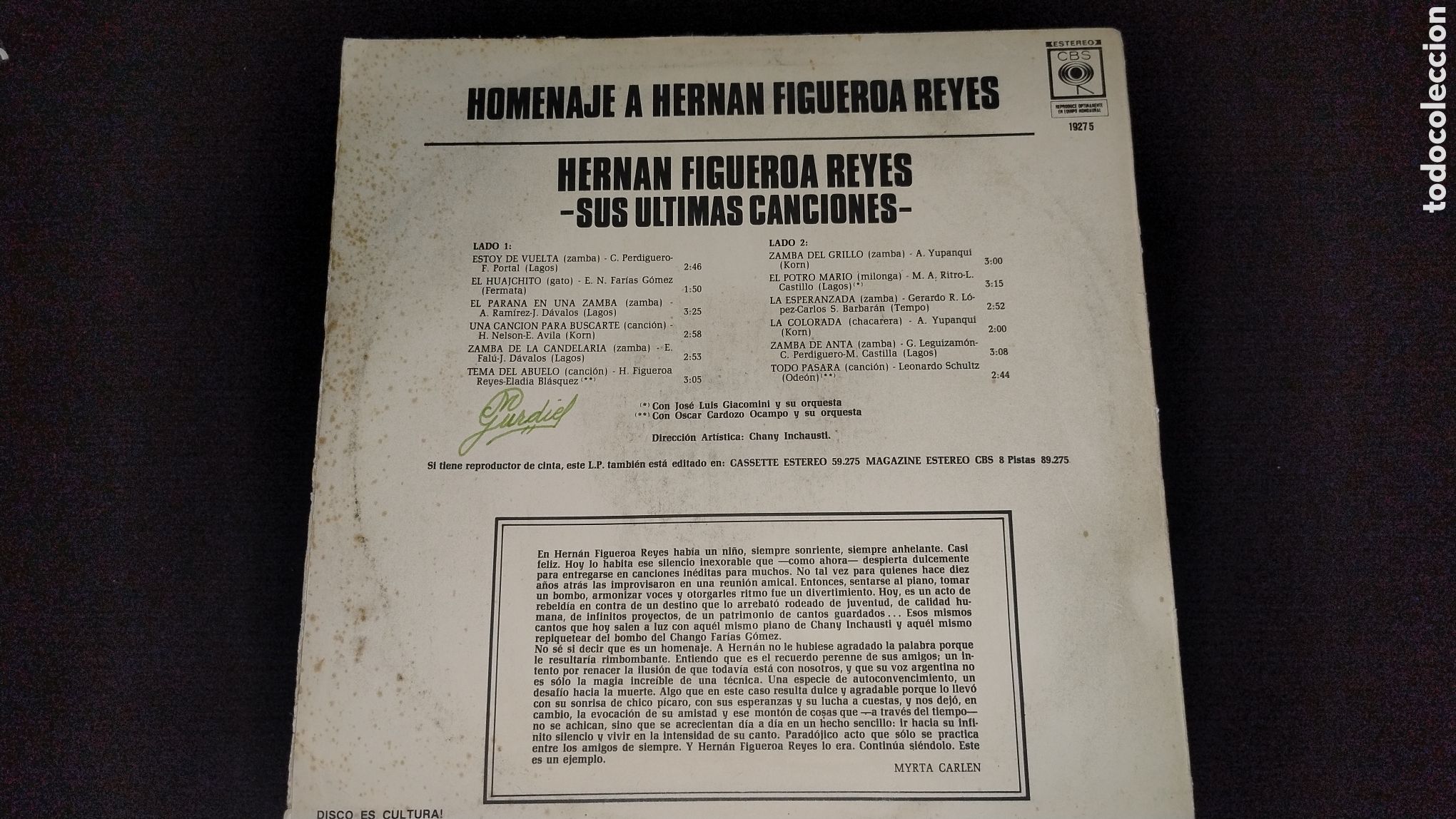 Discos de vinilo: Homenaje a Hern&aacute;n Figueroa Reyes LP - Foto 2