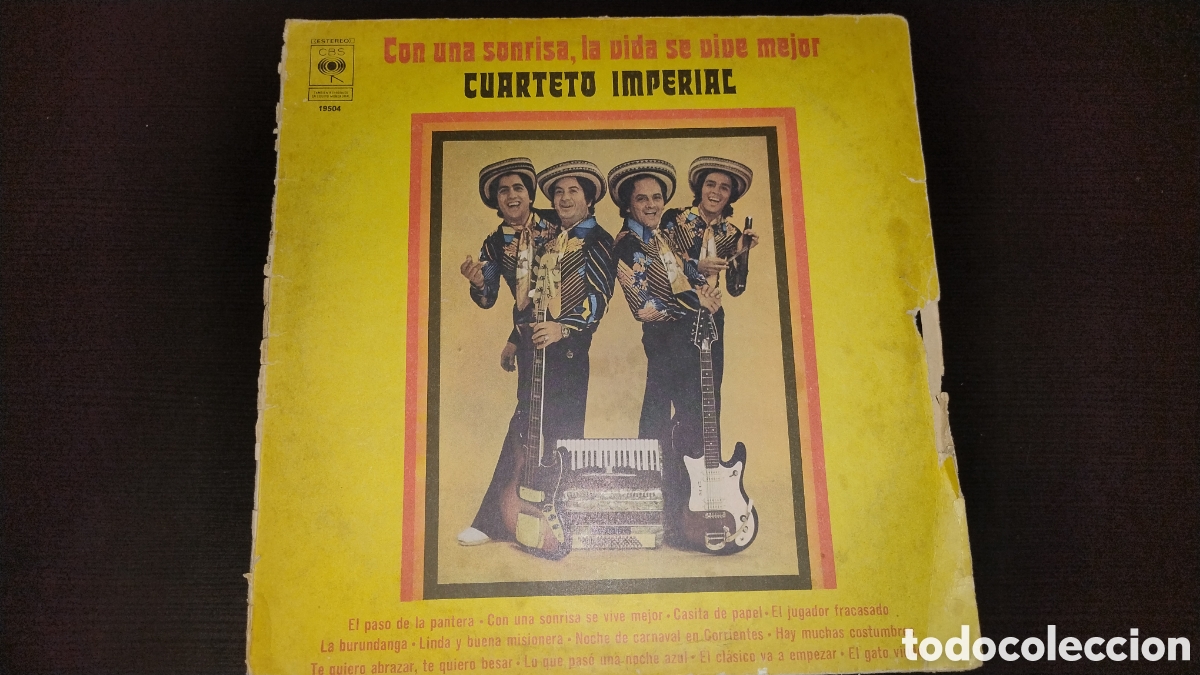 Discos de vinilo: LP cuarteto imperial con una sonrisa la vida se vive mejor