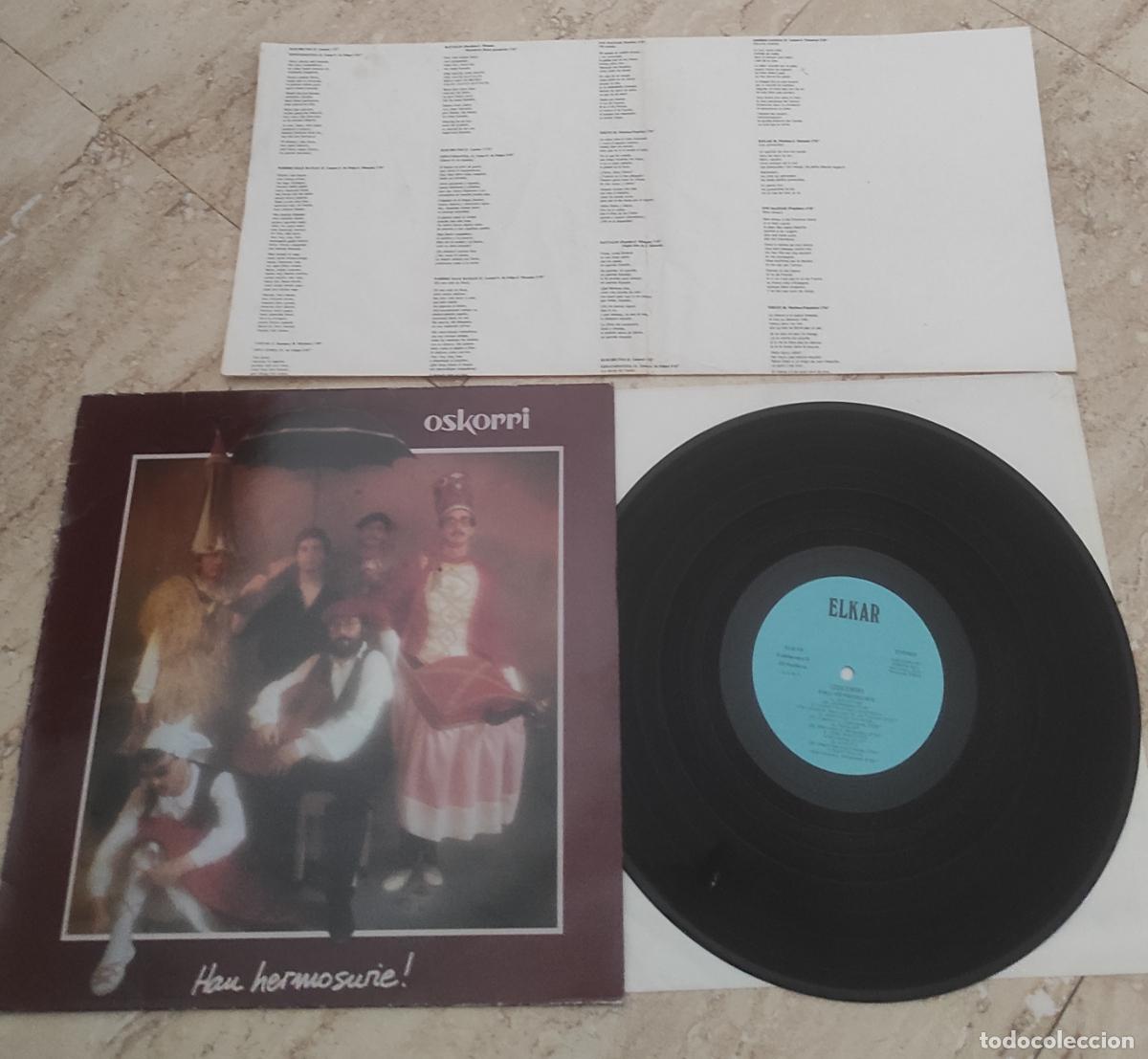 Discos de vinilo: Oskorri &ndash; Hau Hermosurie!-LP-ORIGINAL-1984-CONTIENE RARO INSERT-