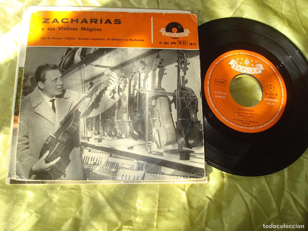 Discos de vinilo: ZACHARIAS Y SUS VIOLINES MAGICOS. FLOR DE PASION + 3. EP. POLYDOR, 1959