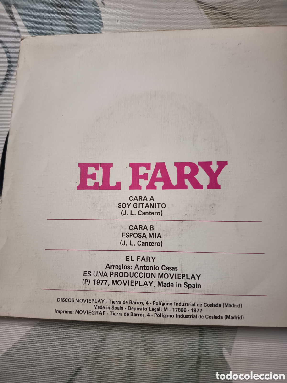 Discos de vinilo: El Fary &rdquo;Soy gitanito&rdquo;, &rdquo;Esposa m&iacute;a&rdquo; - Foto 2