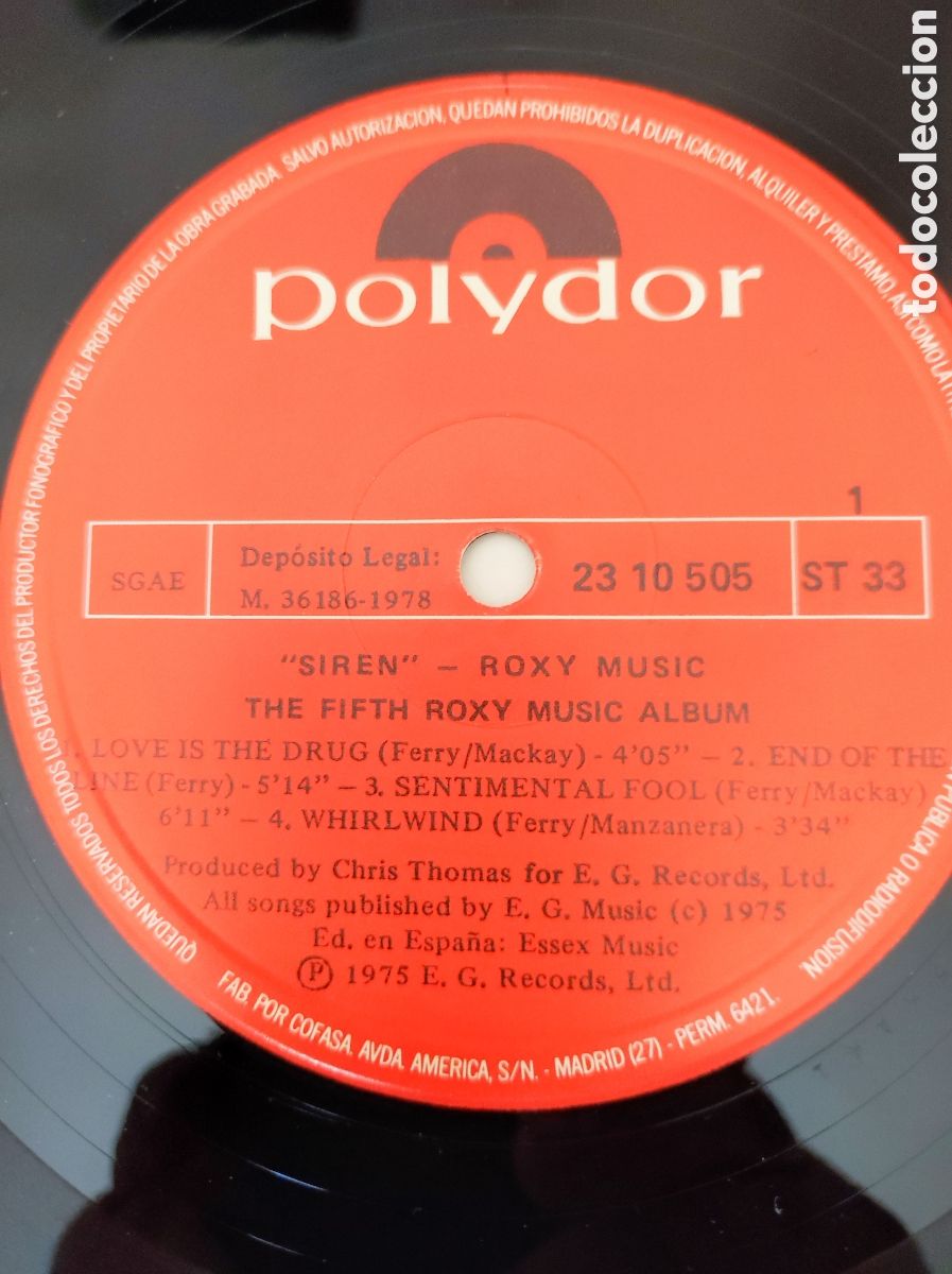 Discos de vinilo: ROXY MUSIC - SIREN (1978) - Foto 3