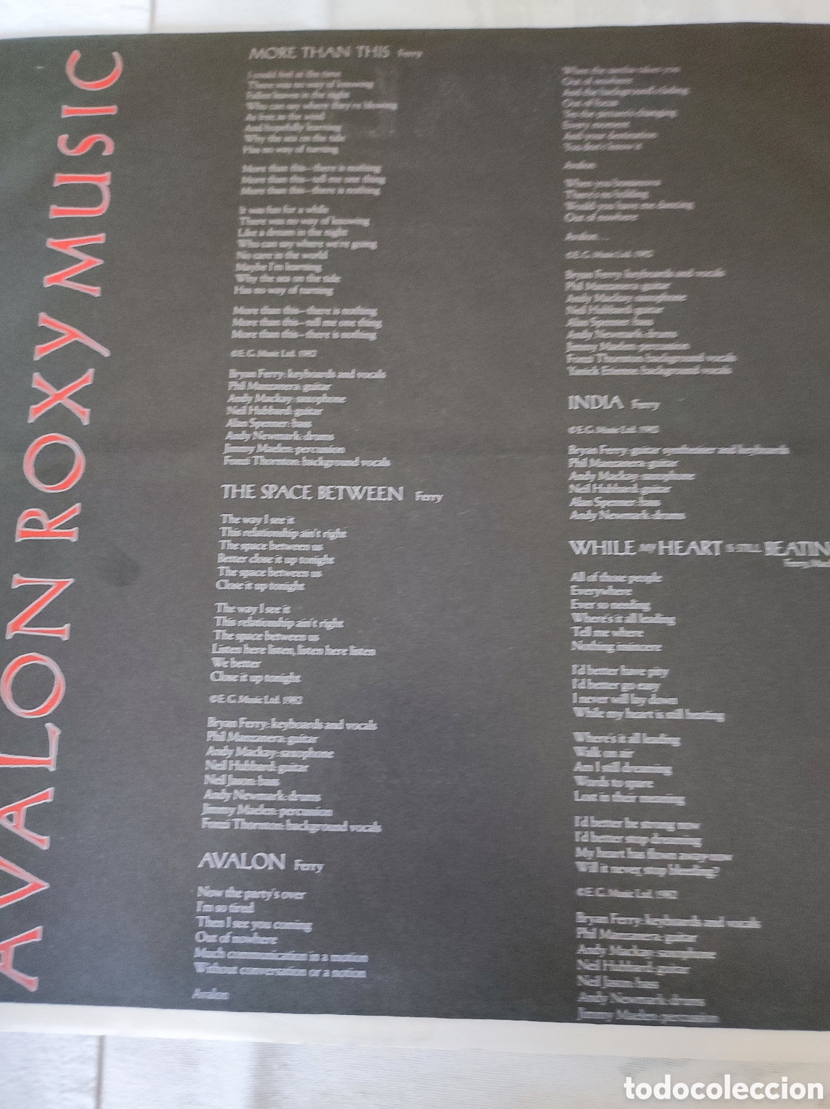 Discos de vinilo: ROXY MUSIC - AVALON (1982) - Foto 4
