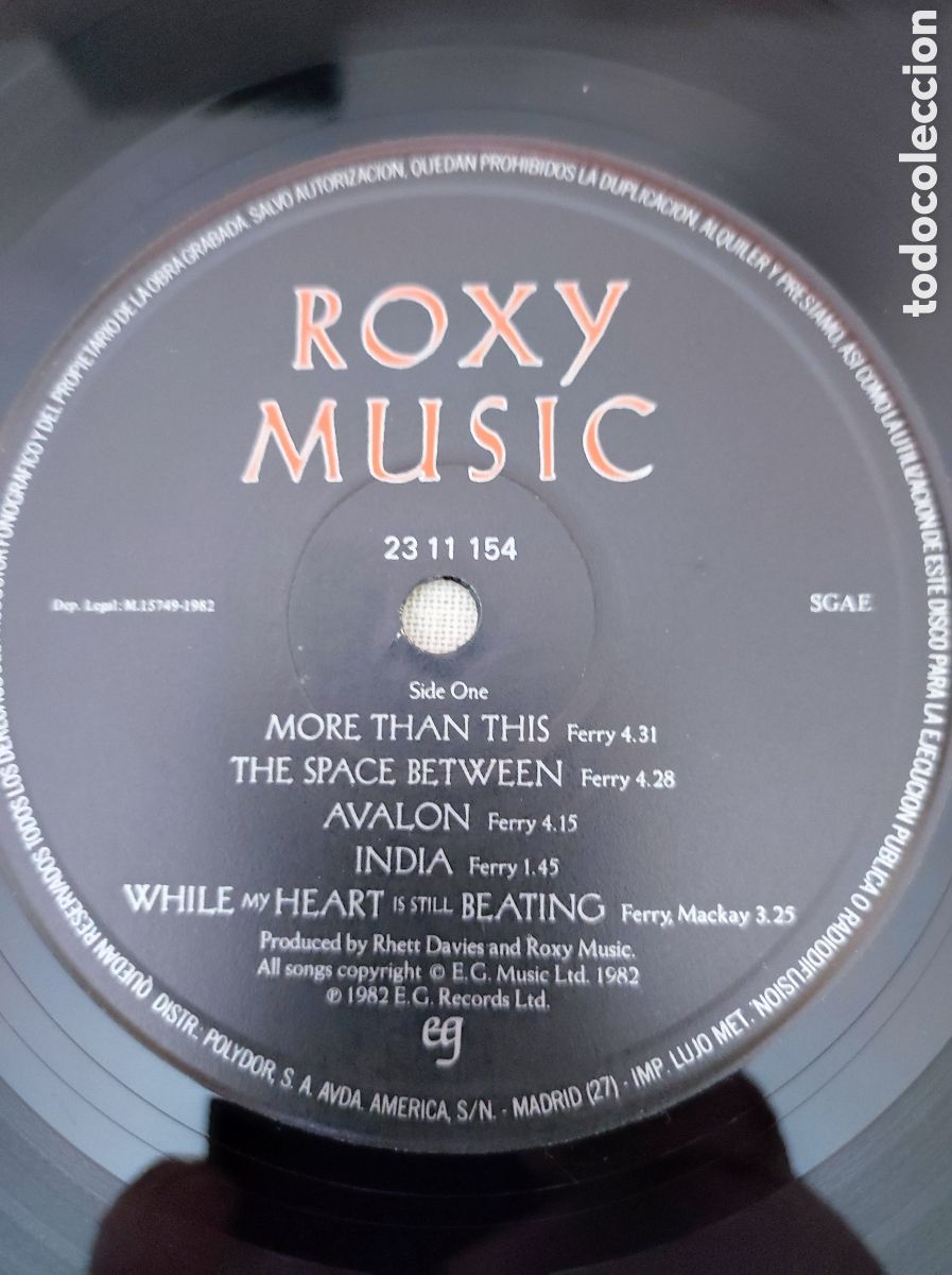 Discos de vinilo: ROXY MUSIC - AVALON (1982) - Foto 5