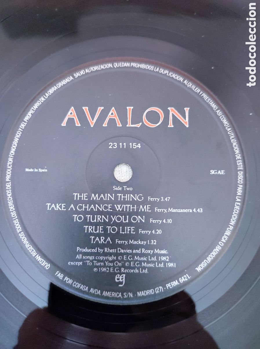 Discos de vinilo: ROXY MUSIC - AVALON (1982) - Foto 6