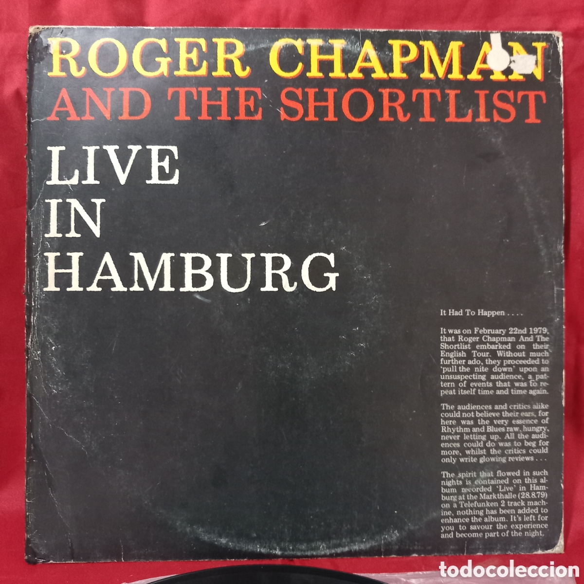 Discos de vinilo: LP ROGER CHAPMAN and the SHORTLIST&rdquo;live in Hamburg&rdquo;(1980 ARISTA SPAIN)VINILO EXCELENTE