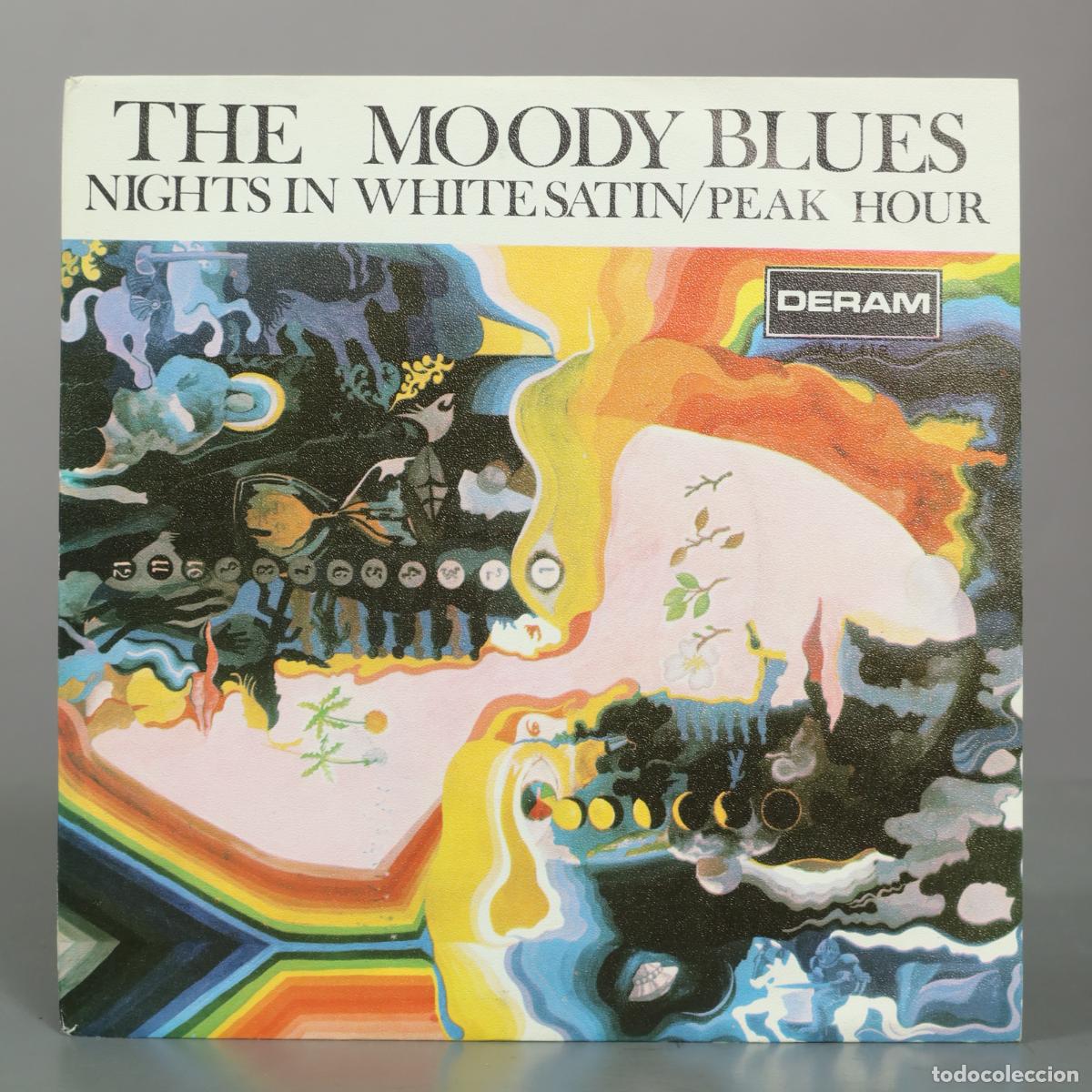 Discos de vinilo: SINGLE. Nights In White Satin / Peak Hour - The Moody Blues