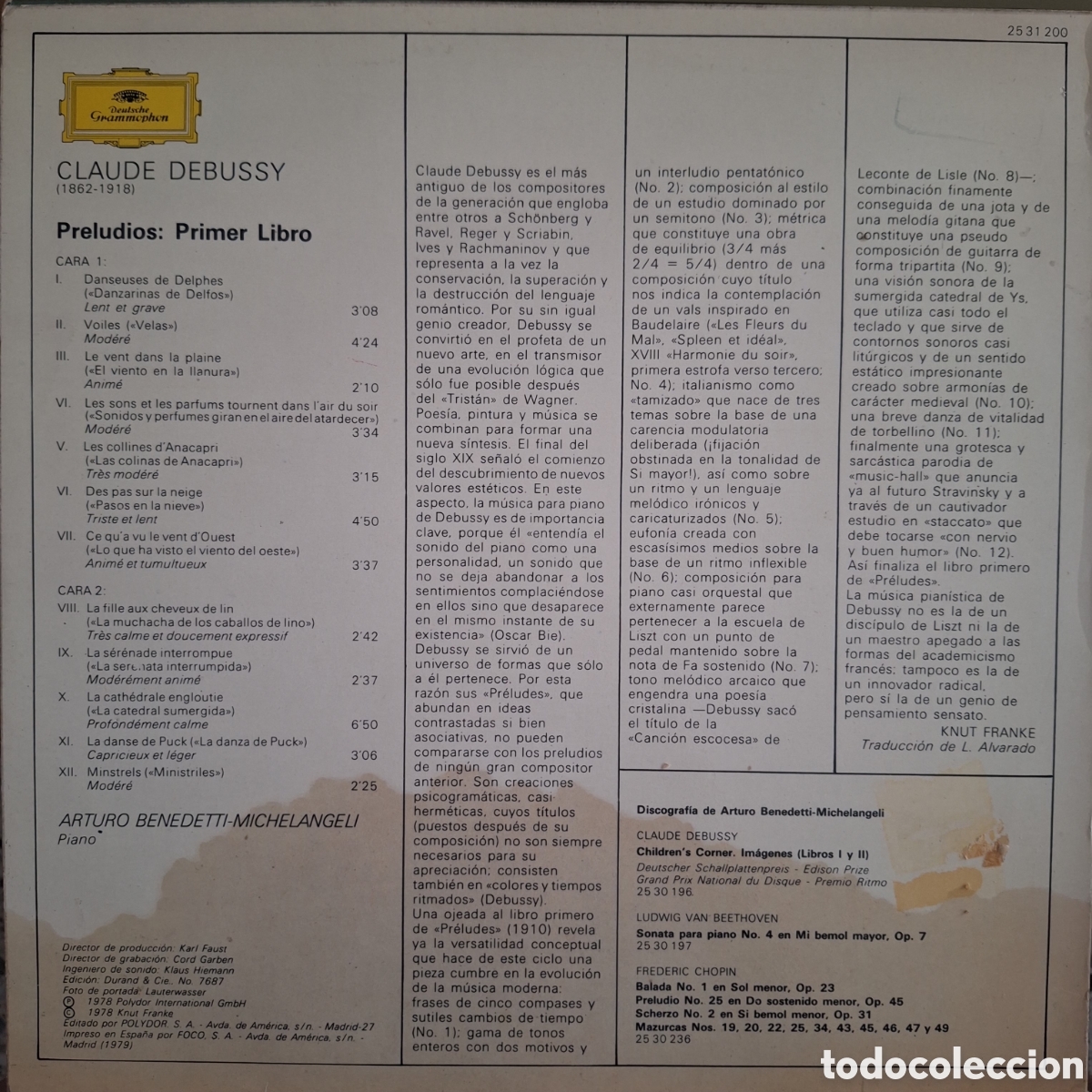 Discos de vinilo: Pr&eacute;ludes. Volume 1. Debussy - Foto 2
