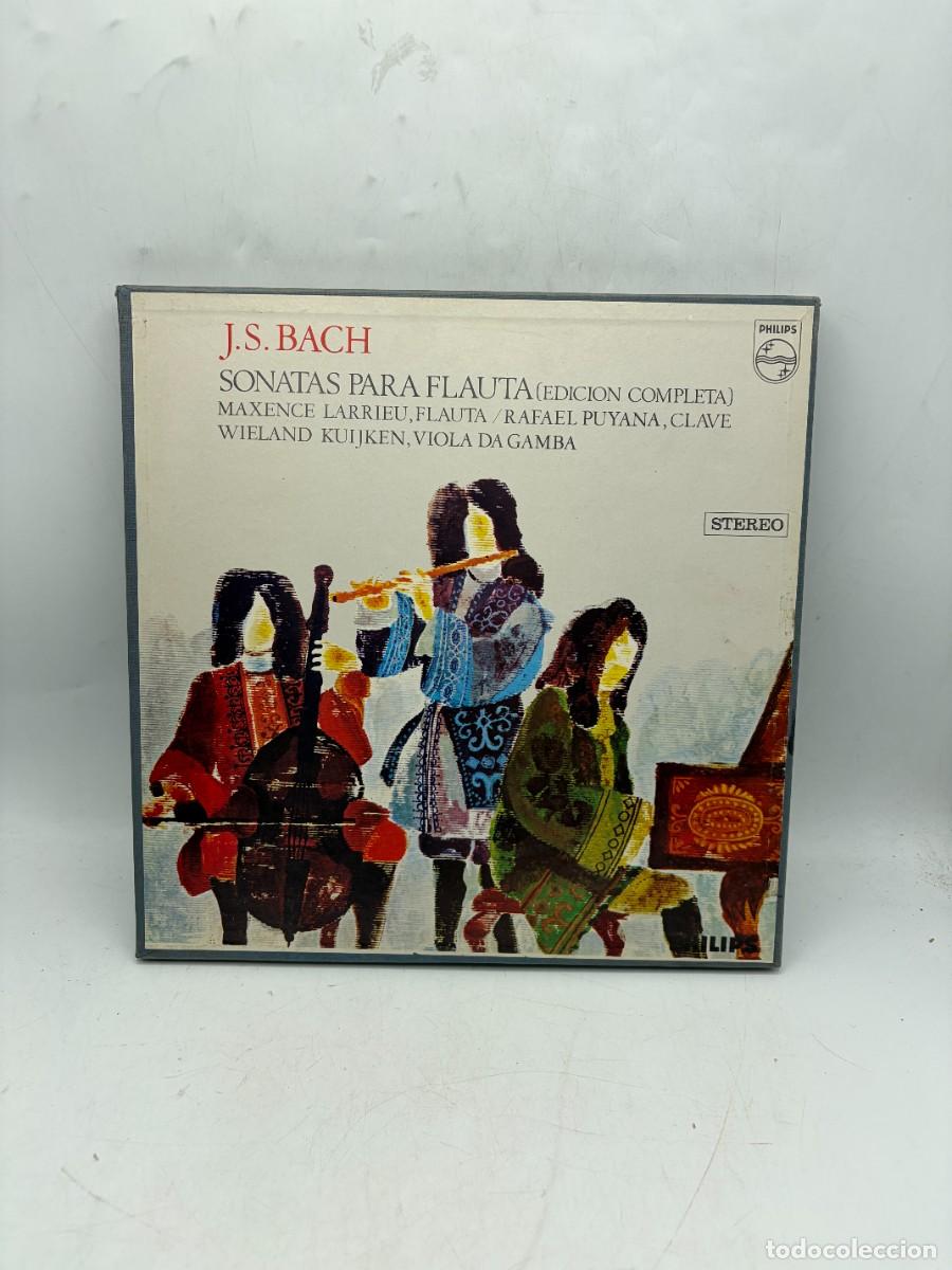 Discos de vinilo: LP &ndash; J. S. BACH &ndash; SONATAS PARA FLAUTA (EDICI&Oacute;N COMPLETA) &ndash; LARRIEU, PUYANA Y KUIJKEN &ndash; PHILIPS &ndash; 2LP
