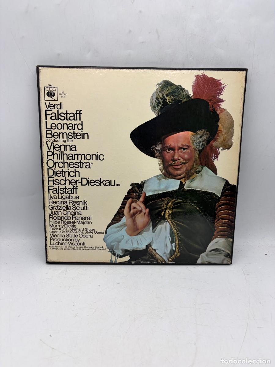 Discos de vinilo: LP BOX 3 DISCOS - VERDI - FALSTAFF - BERNSTEIN - FILARMONICA DE VIENA - FISCHER-DIESKAU - CBS