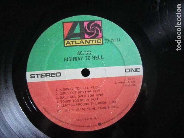 Discos de vinilo: AC/DC HIGHWAY TO HELL LP - ORIGINAL U.S.A. - ATLANTIC RECORDS 1979 - STEREO - SD 19244 - SIN FUNDA