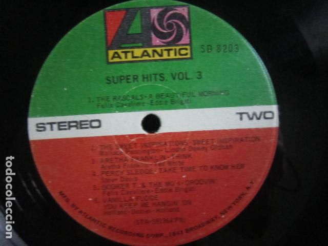 Discos de vinilo: SUPER HITS VOL. 3 VARIOS LP - ORIGINAL U.S.A. - ATLANTIC RECORDS 1968 - STEREO - SD 8203 - SIN FUNDA