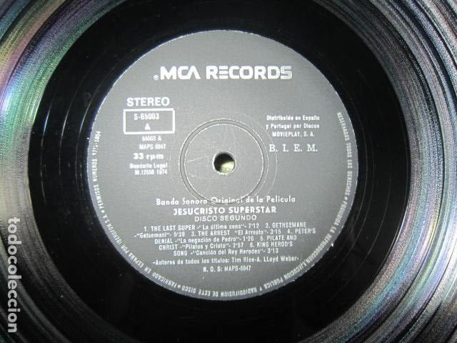 Discos de vinilo: JESUCRISTO SUPERSTAR SOLO DISCO 2 B.S.O. - ORIGINAL ESPA&Ntilde;OL - MCA RECORDS 1974 STEREO - SIN FUNDA -