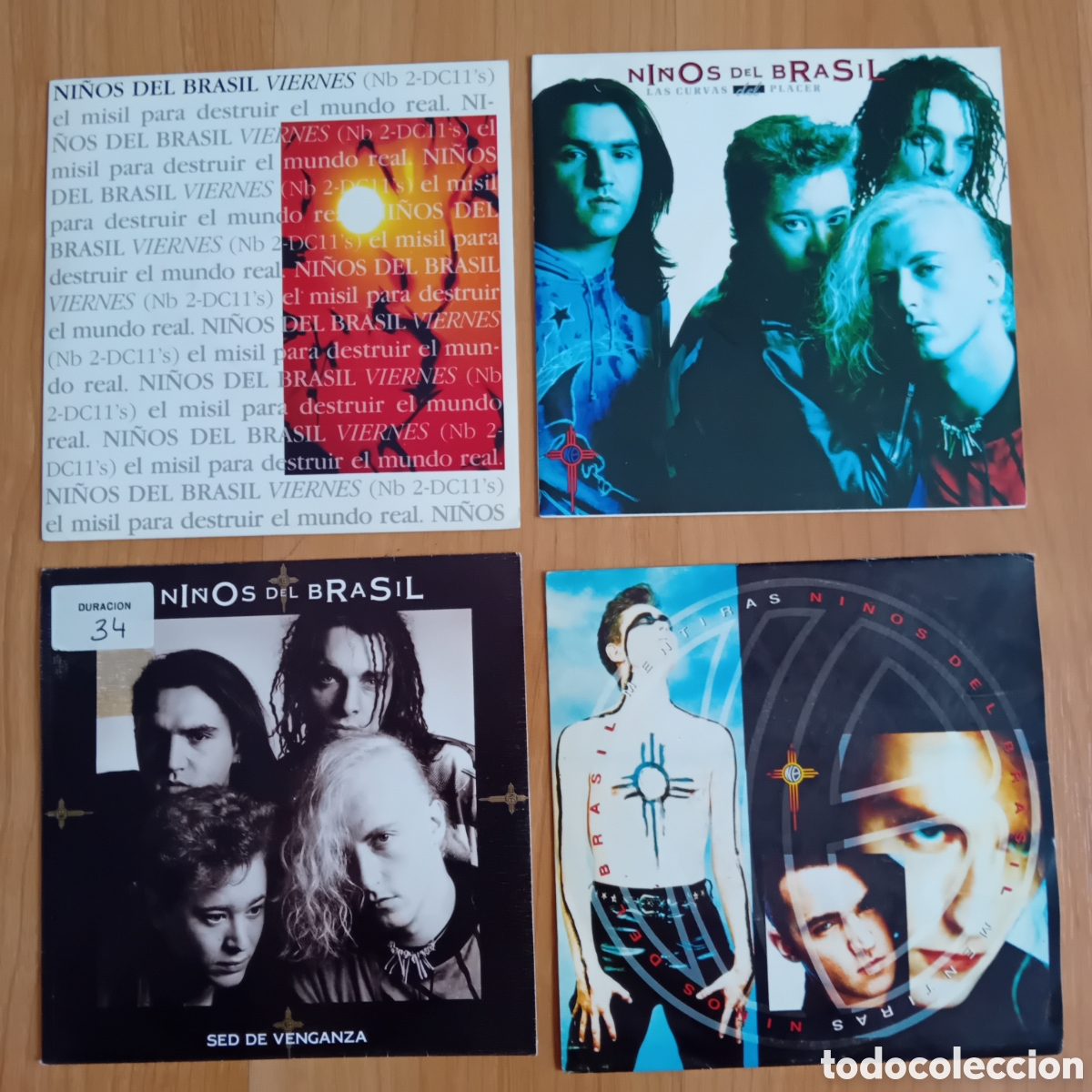 Discos de vinilo: 4 SINGLES NI&Ntilde;OS DEL BRASIL. VIERNES. CURVAS DEL PLACER. SED DE VENGANZA. MENTIRAS