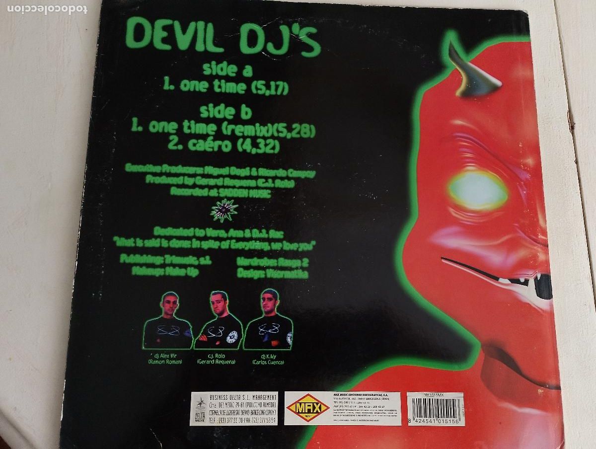 Discos de vinilo: Devil DJs &ndash; One Time, 1996, Electronic,Makina, Hard Trance - Foto 5