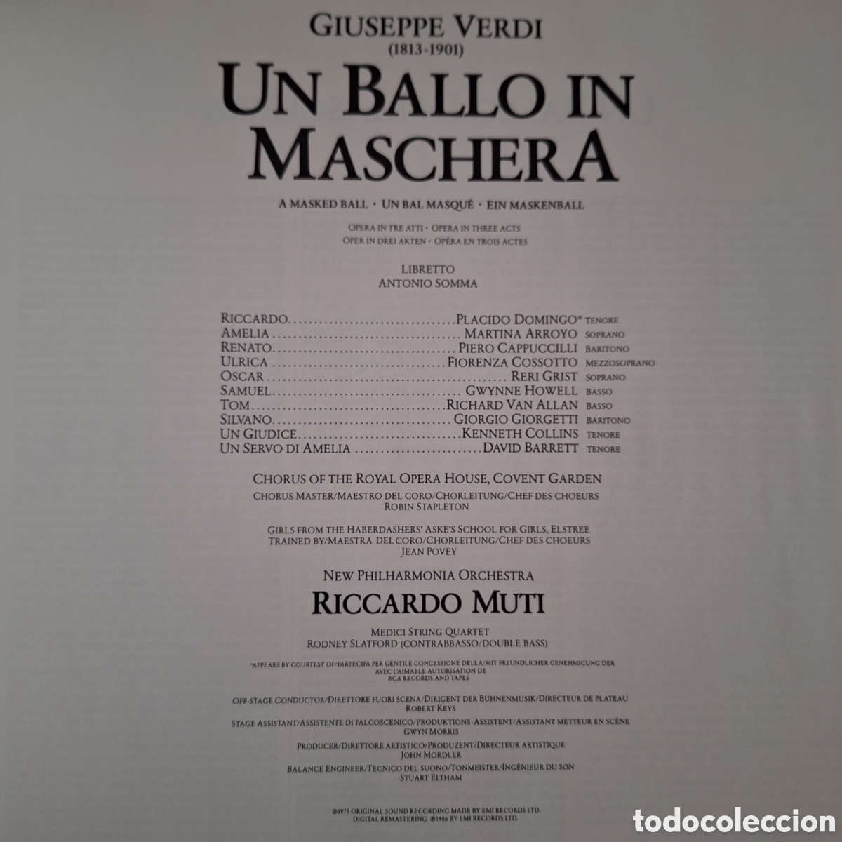 Discos de vinilo: Un Ballo in Maschera. Verdi