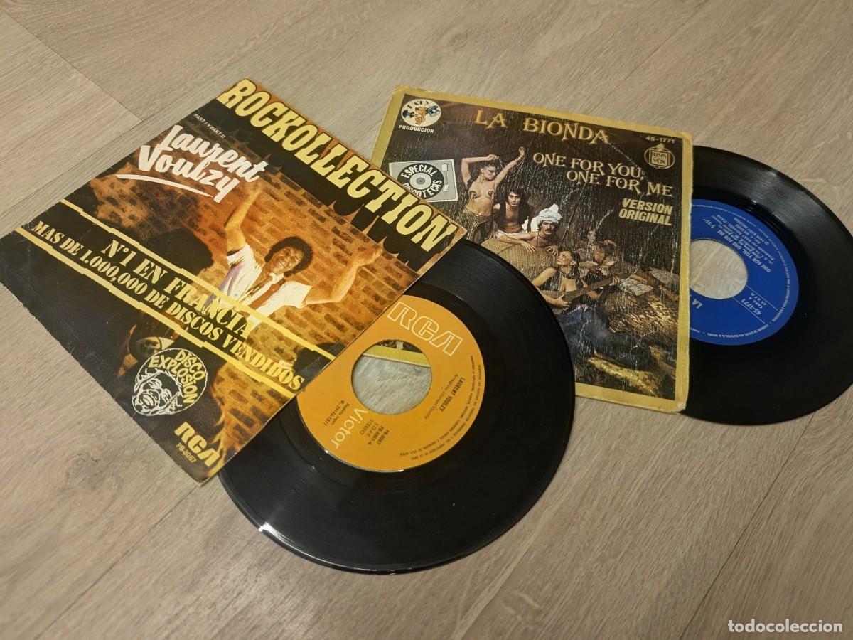 Discos de vinilo: LOTE DE 2 SINGLES DE DISCOTECA - LAURENT VOULZY - ROCKOLLECTION + LA BIONDA - ONE FOR YOU ONE FOR .