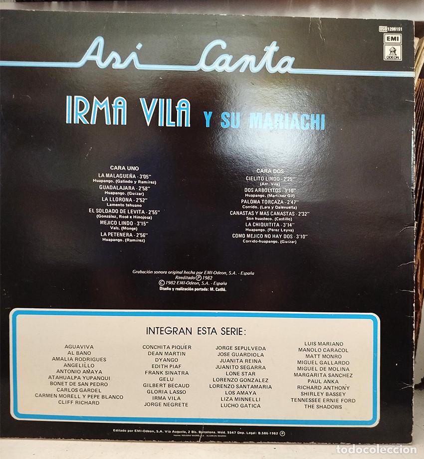 Discos de vinilo: M&eacute;xico. Irma Villa y su Mariachi - Foto 2