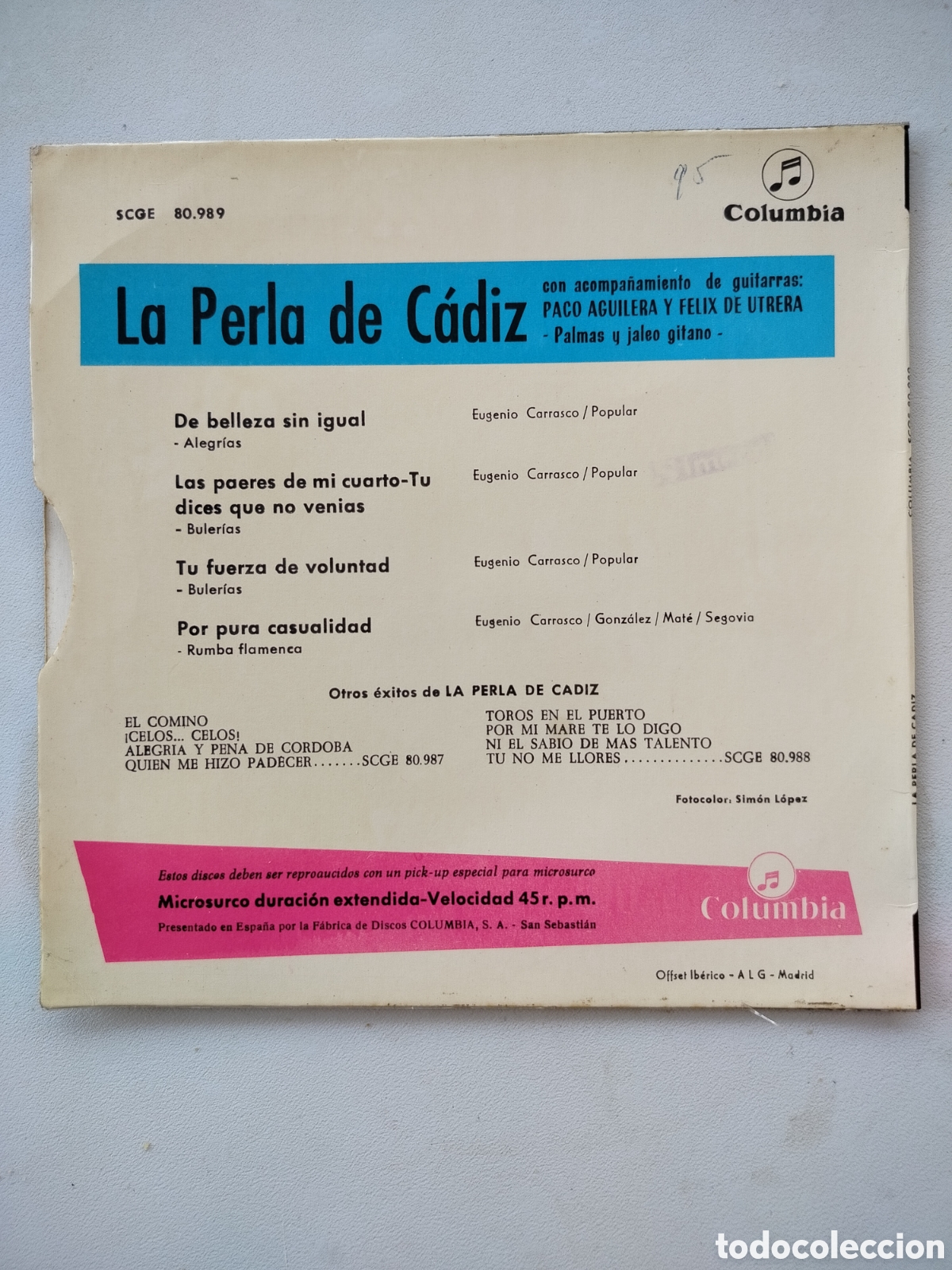 Discos de vinilo: La Perla de C&aacute;diz EP 1965 - Foto 2