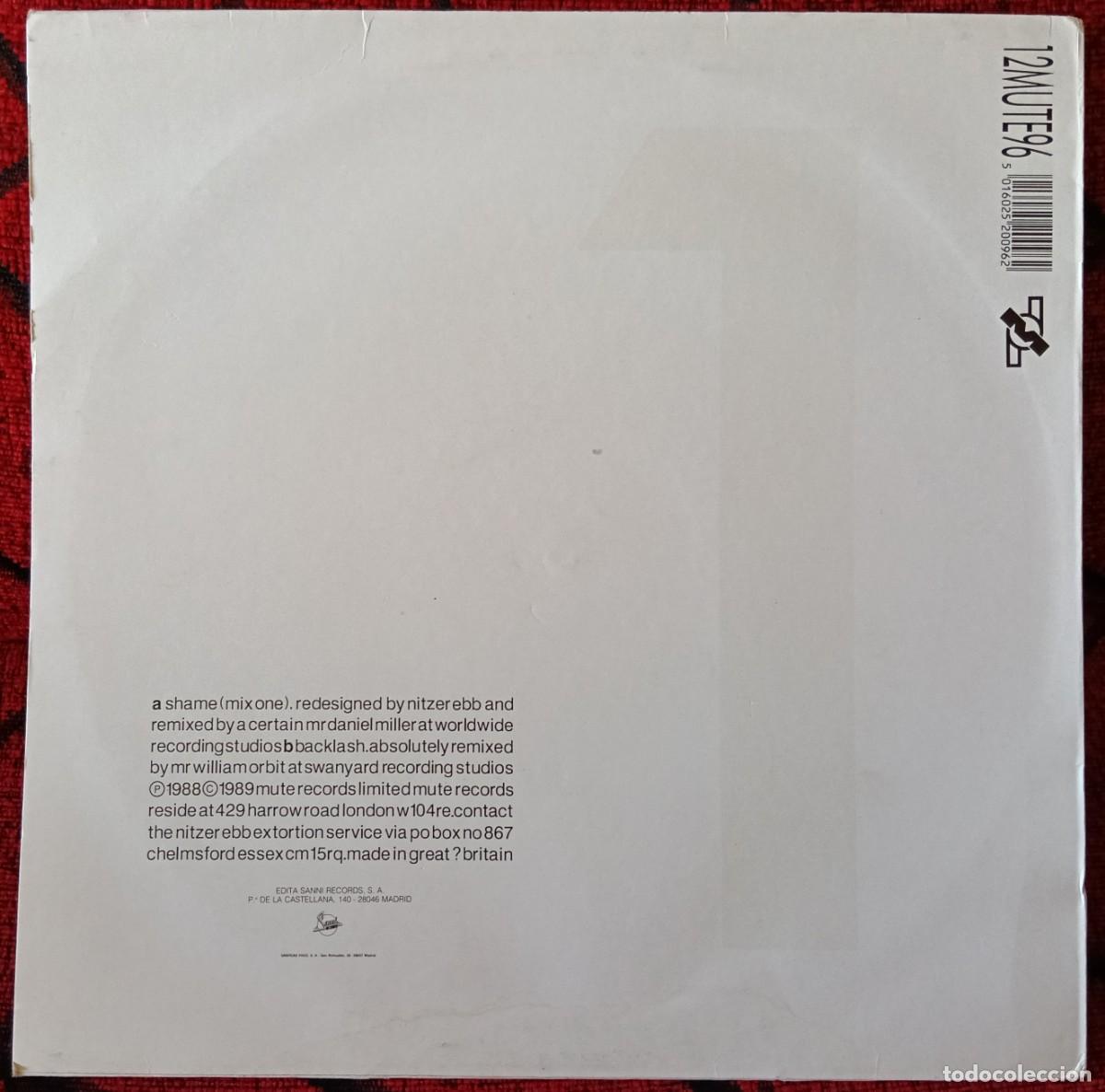 Discos de vinilo: NITZER EBB ** Shame Redesign ** MAXI SINGLE VINILO 1989 - Foto 2