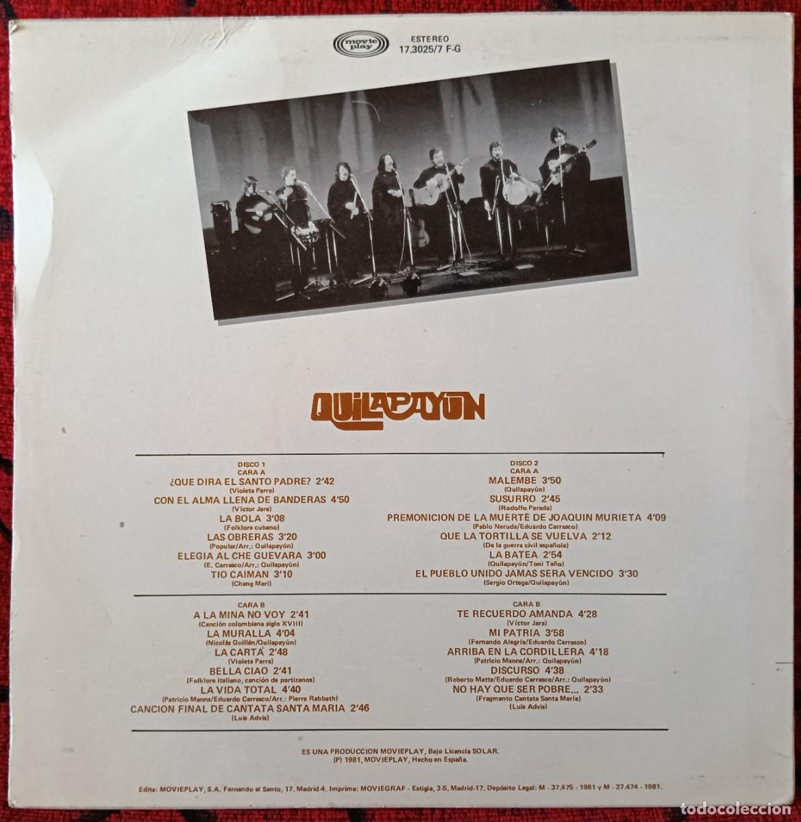 Discos de vinilo: QUILAPAYUN ** Selecci&oacute;n ** DOBLE VINILO LP 1981 - Foto 2