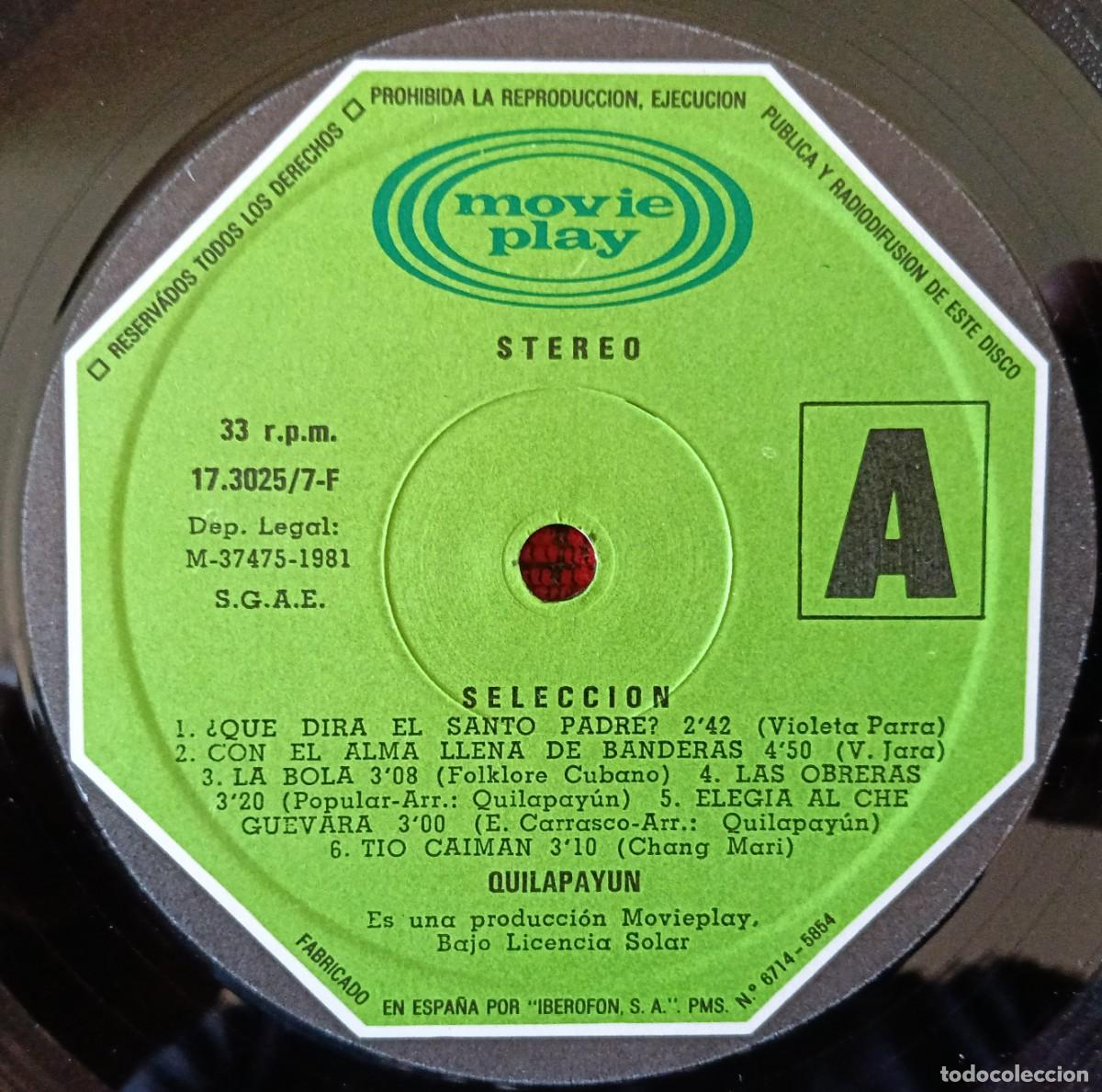 Discos de vinilo: QUILAPAYUN ** Selecci&oacute;n ** DOBLE VINILO LP 1981 - Foto 3