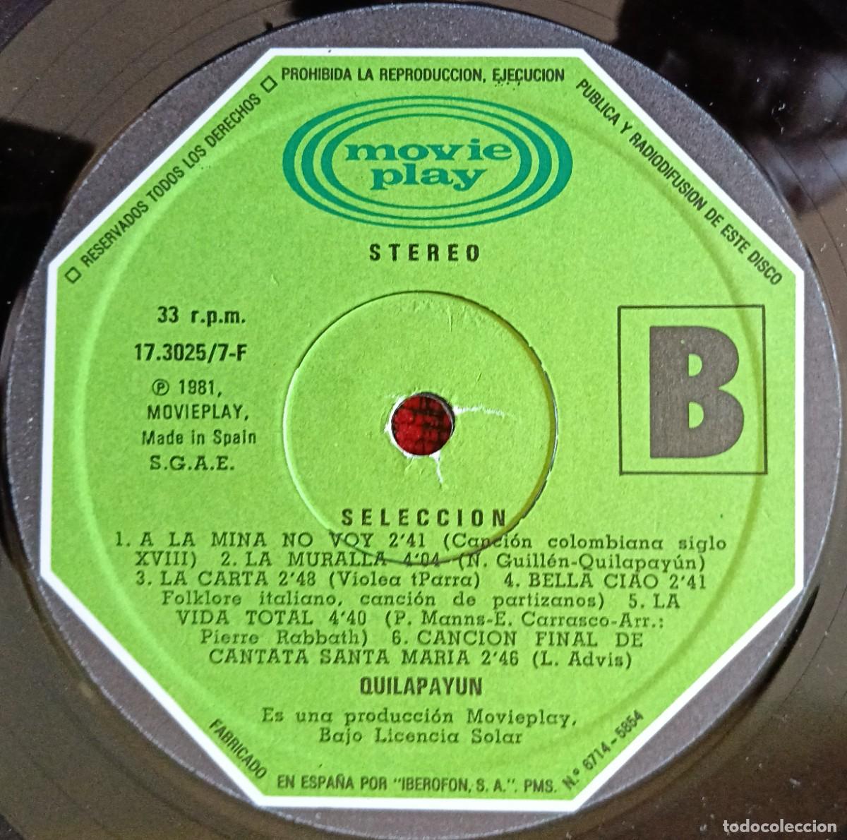 Discos de vinilo: QUILAPAYUN ** Selecci&oacute;n ** DOBLE VINILO LP 1981 - Foto 4