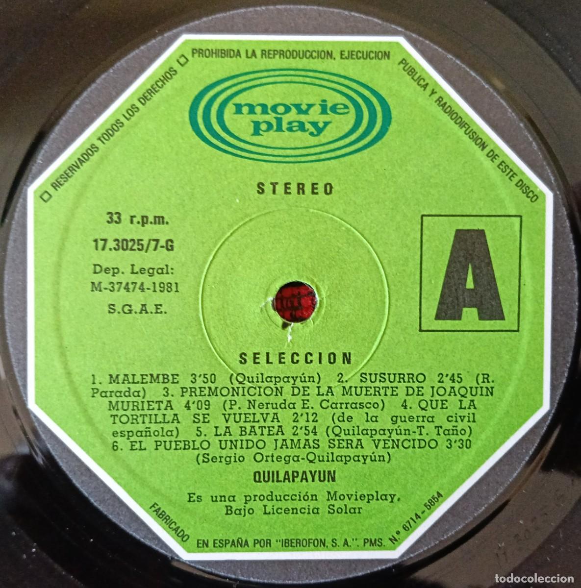Discos de vinilo: QUILAPAYUN ** Selecci&oacute;n ** DOBLE VINILO LP 1981 - Foto 5