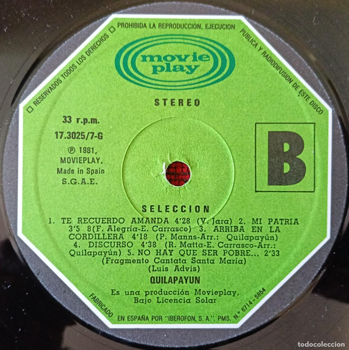 Discos de vinilo: QUILAPAYUN ** Selecci&oacute;n ** DOBLE VINILO LP 1981 - Foto 6